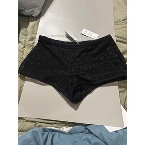 Cupshe Womens Black Crochet Lace High Waisted Bikini Coverup  Shorts Sz Small